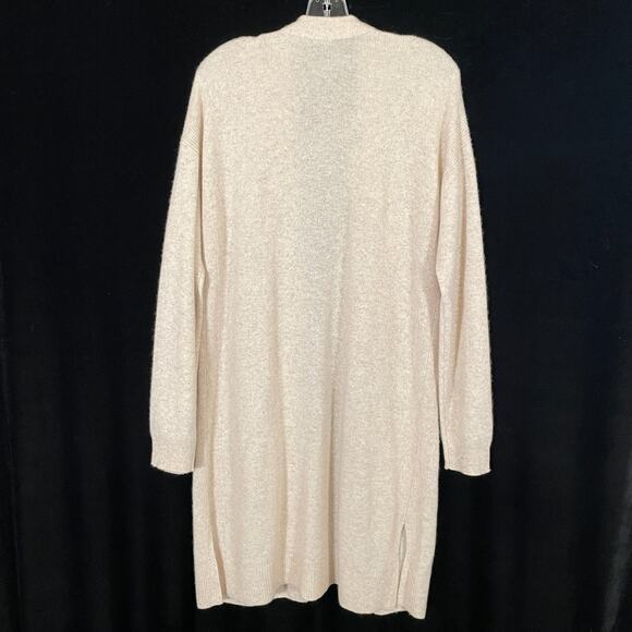 Halogen Nordstrom Wool Cashmere Blend Long Cardigan Beige with Pockets L - Picture 5 of 5